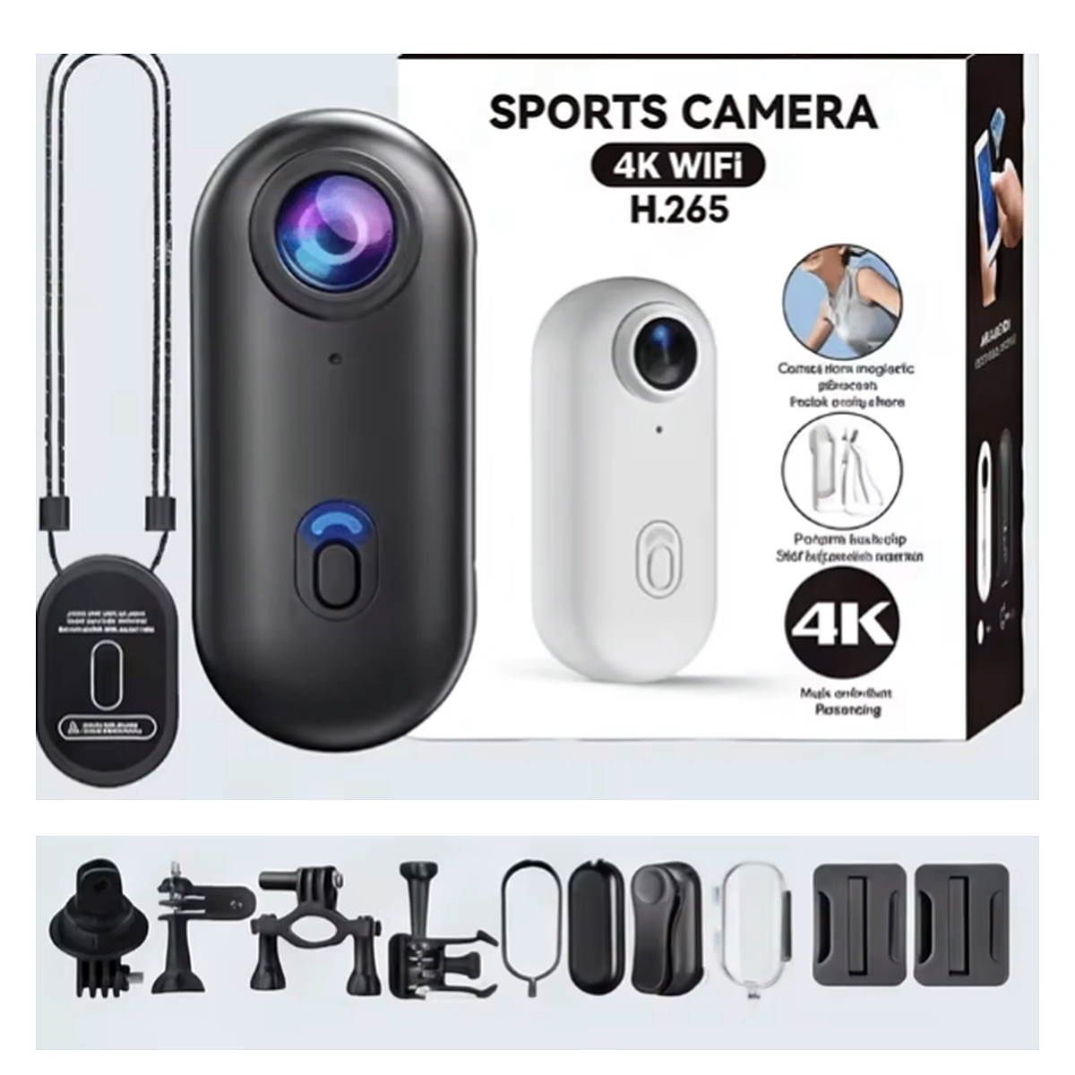 Mini Caméra d'Action 4K — Étanche 30 m, Carte 64 Go Incluse