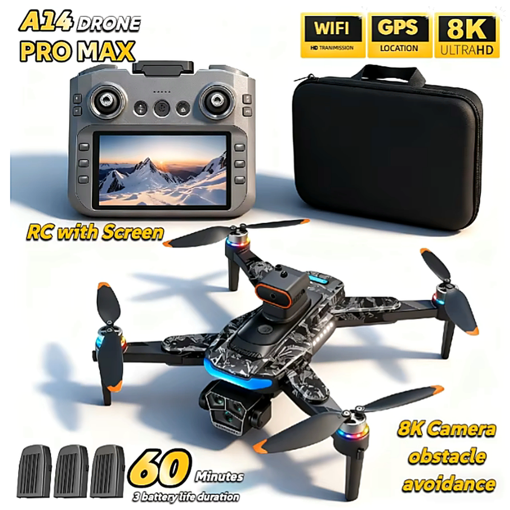 Drone GPS Pliable A14 Pro Max — Écran Intégré