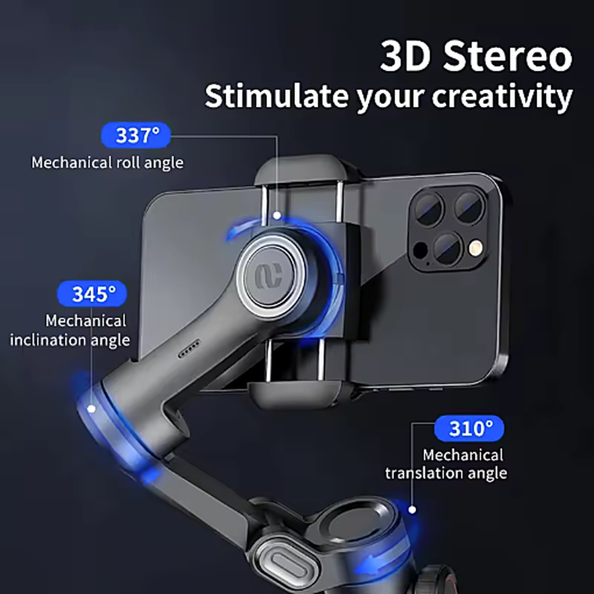 Stabilisateur Smartphone 3 Axes — Suivi Auto et Trépied