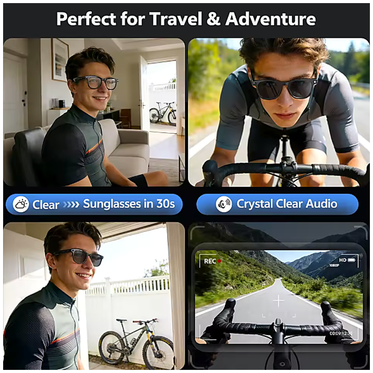 Lunettes Connectées 4K — Caméra 8 MP et Traduction