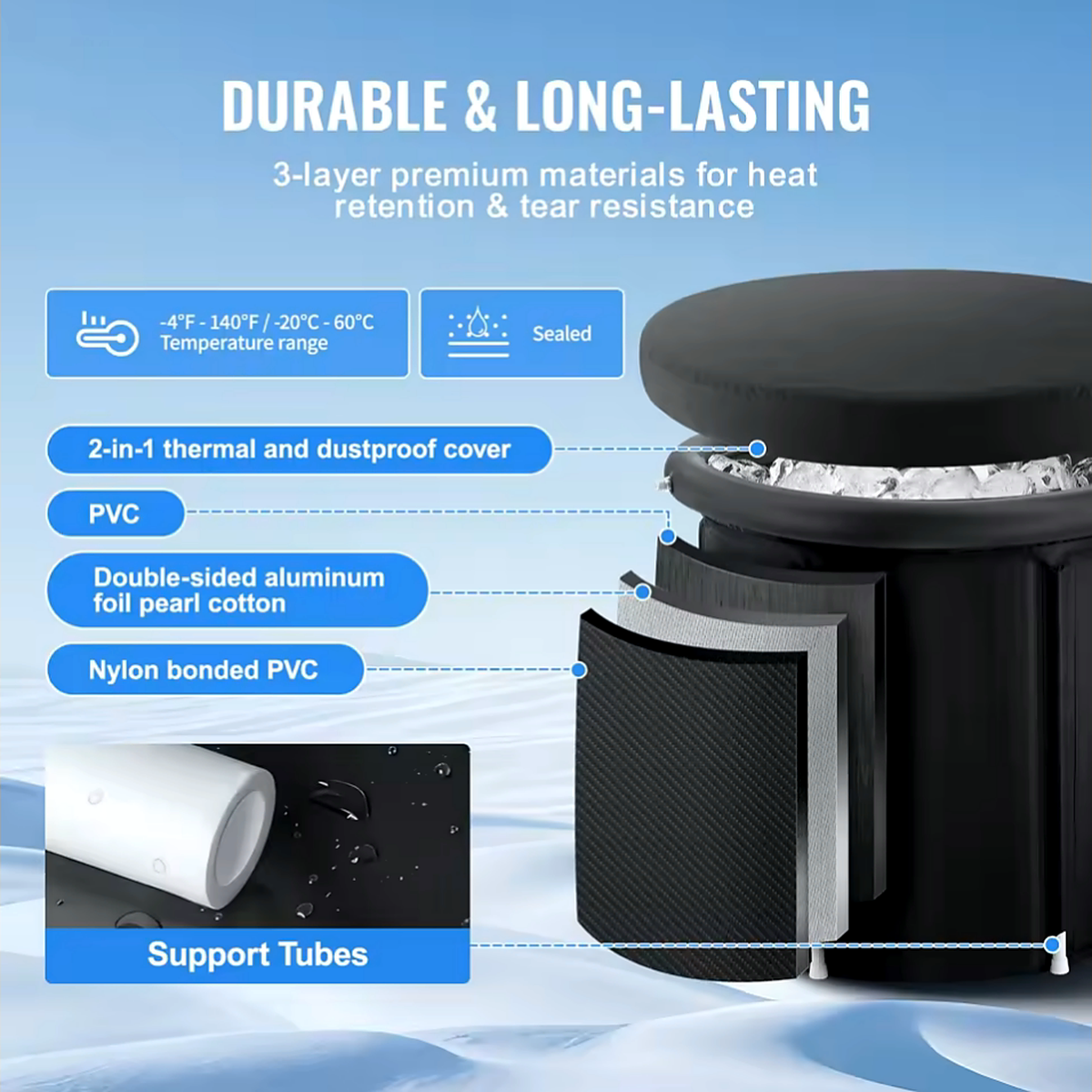 Bain Froid Portable — Cold Plunge Isotherme 3 Couches