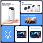 Vidéoprojecteur Portable Android — Wi-Fi 6, 130 Pouces